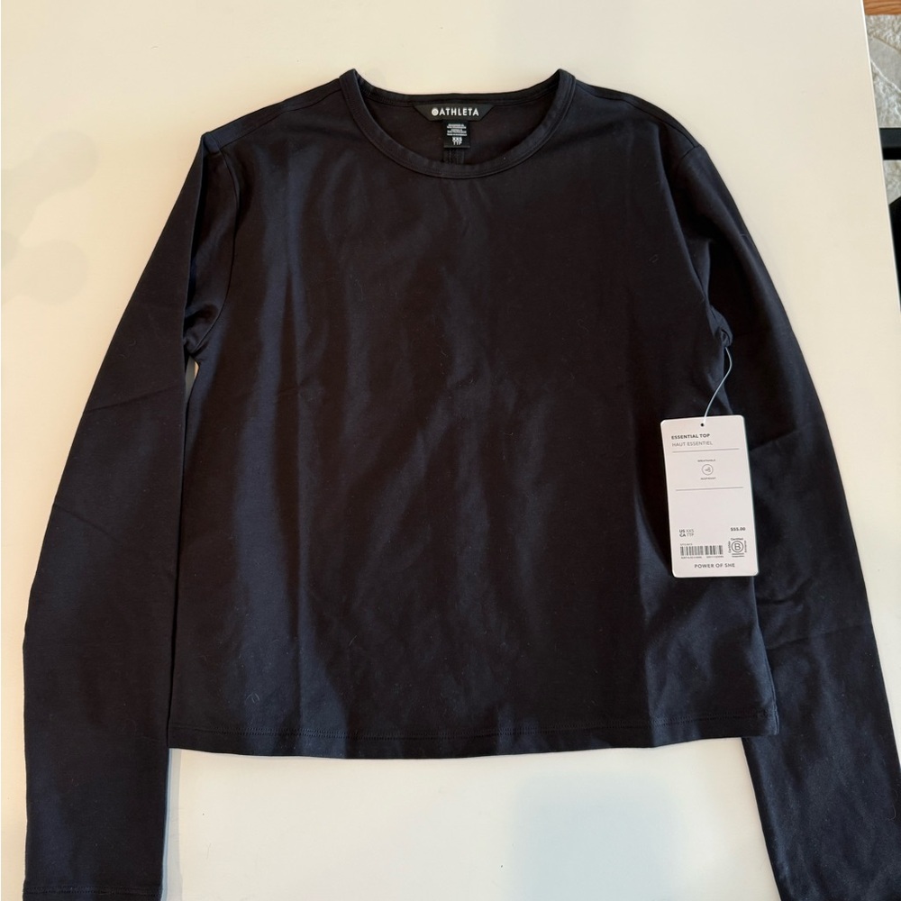 Athleta Black Long Sleeve Essential Top